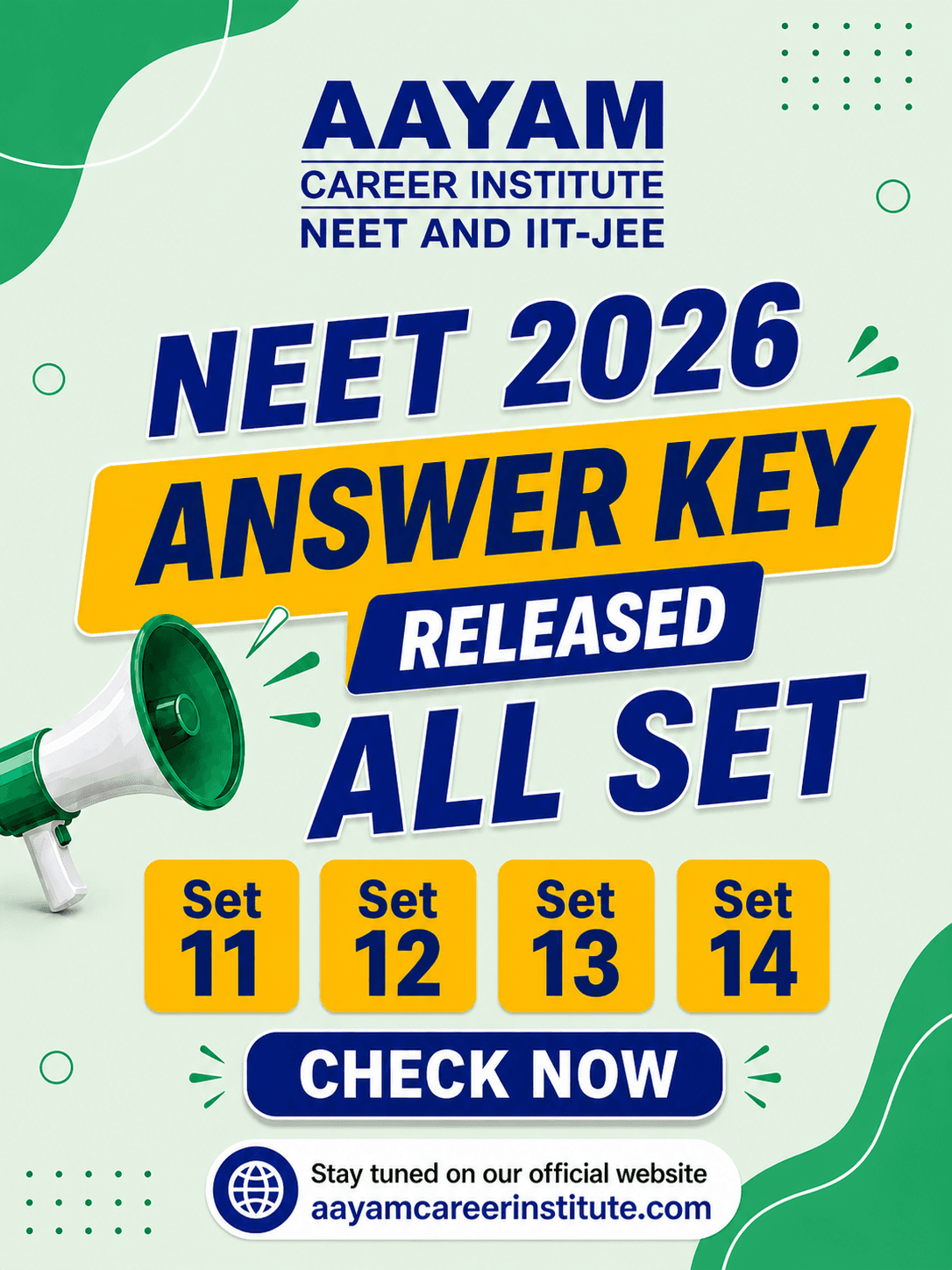 NEET answer key released popup banner